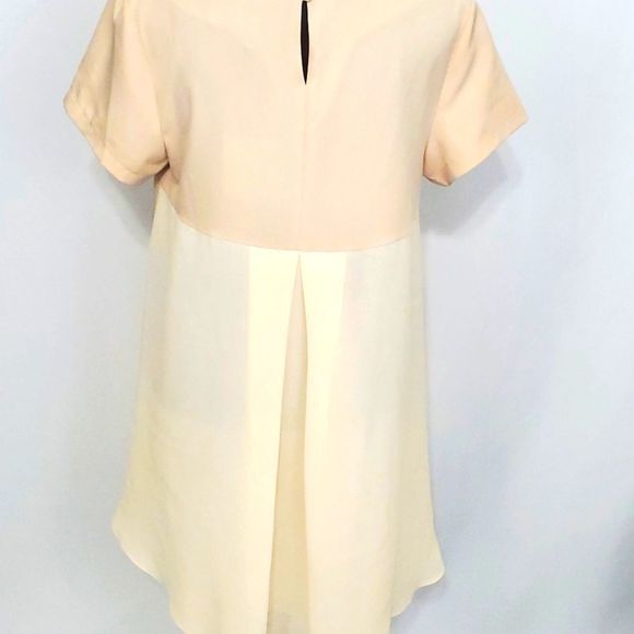 NWT! UMGEE Tan and Cream Sheer Panel High-Low Mini Dress Tunic (D349) - Picture 3 of 5